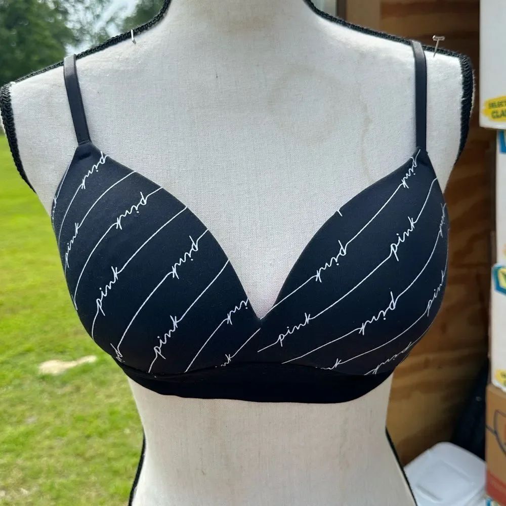 PINK Victoria's Secret Black Striped Women's Bra